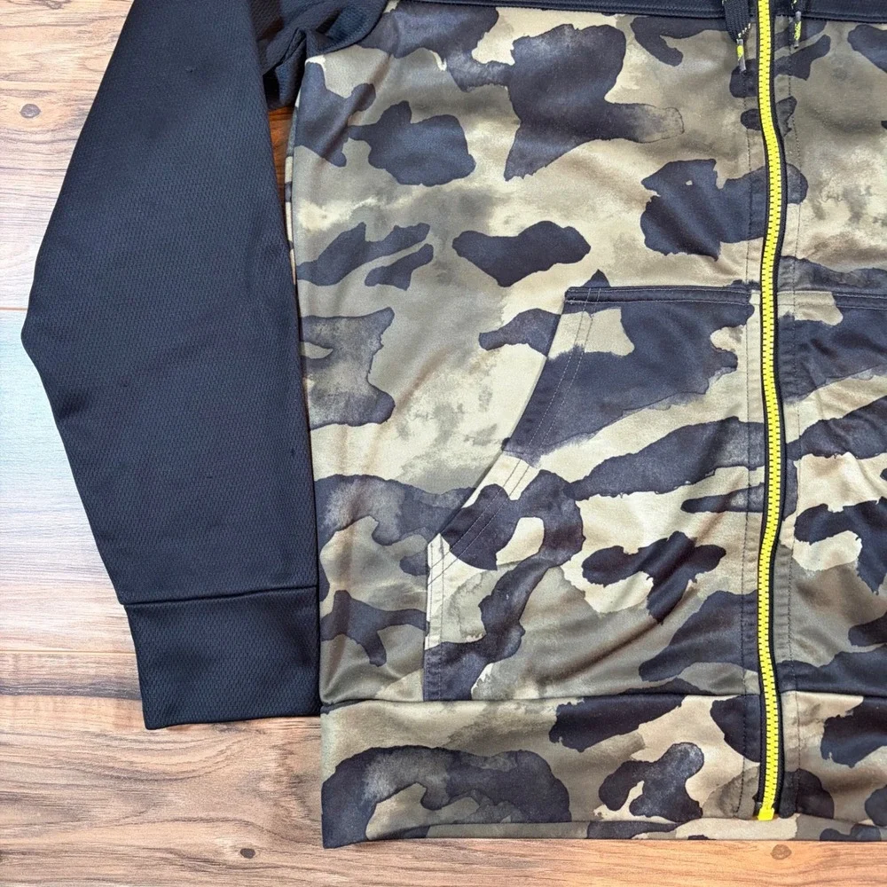 The North Face Mens Full Zip Hoodie Camo Black Yellow Logo Sweatshirt Size M - Picture 3 of 16
